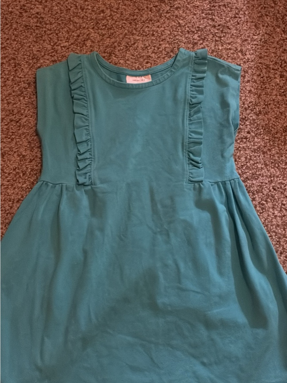Hanna Andersson Teal Ruffle-Front Knit Dress